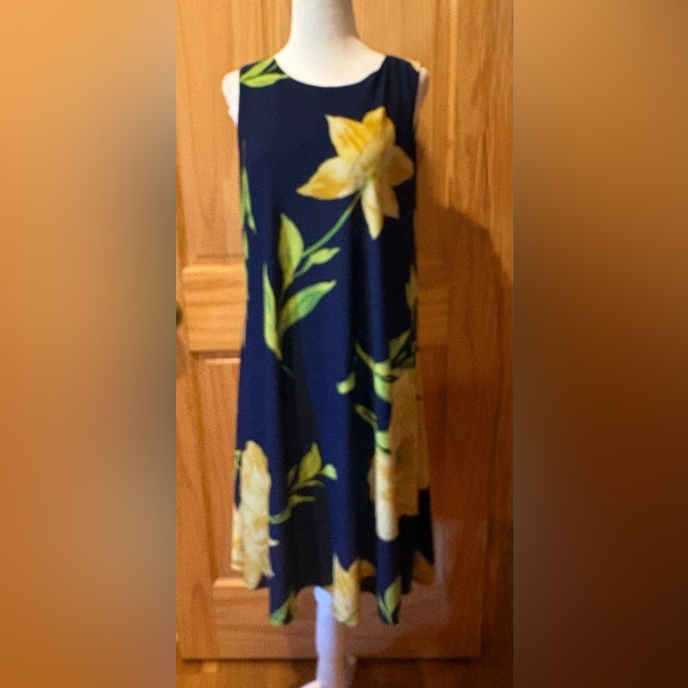 Anne Klein sleeveless floral print dress women’s L